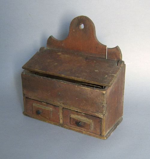 Appraisal: Pennsylvania red stained utensil box th c h w