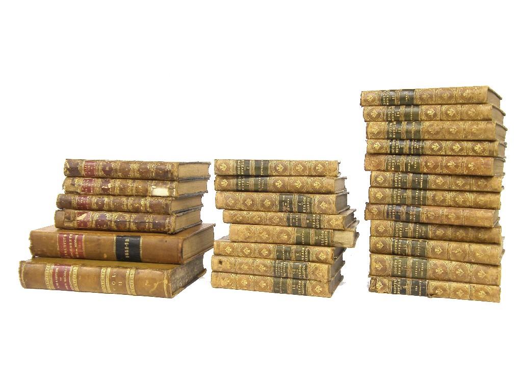 Appraisal: Quantity of leather bound sets of books with gilt tooled