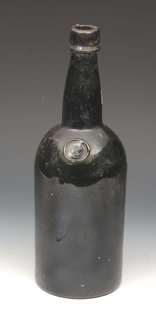 Appraisal: AN TH CENTURY GREEN GLASS MAGNUM WINE BOTTLE with applied