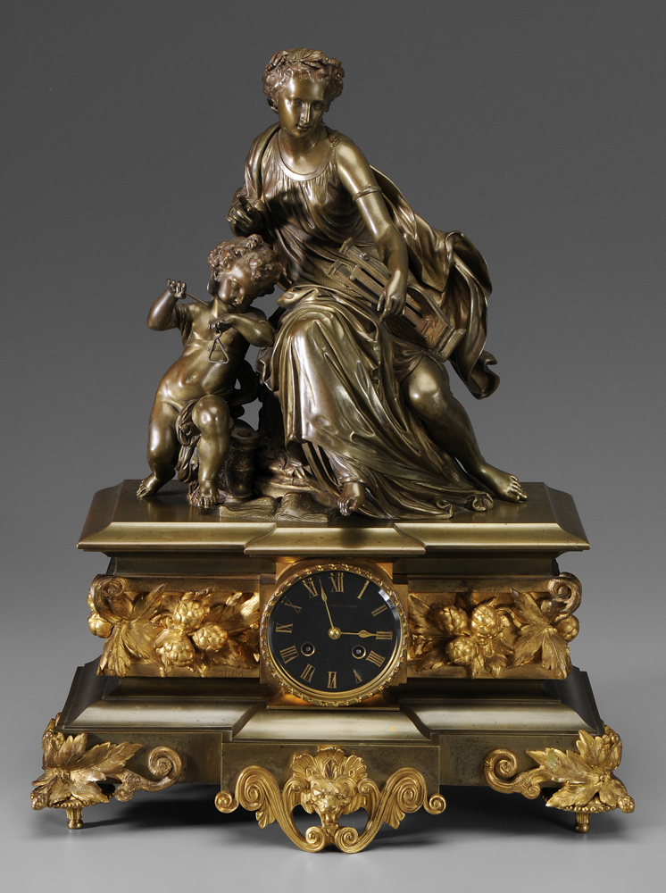 Appraisal: A Napoleon III Bronze Mantle Clock French th century bronze