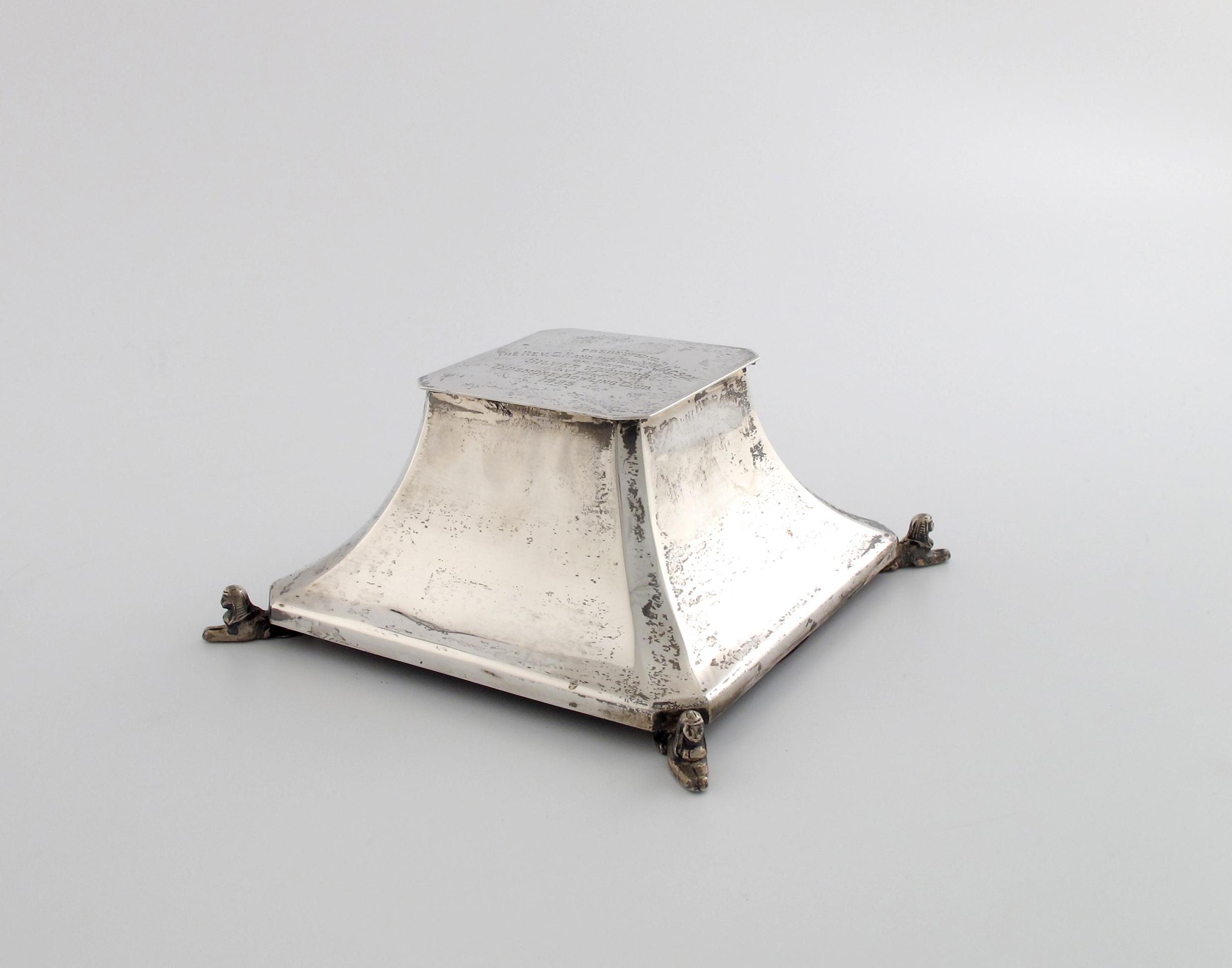 Appraisal: A presentation silver inkwell