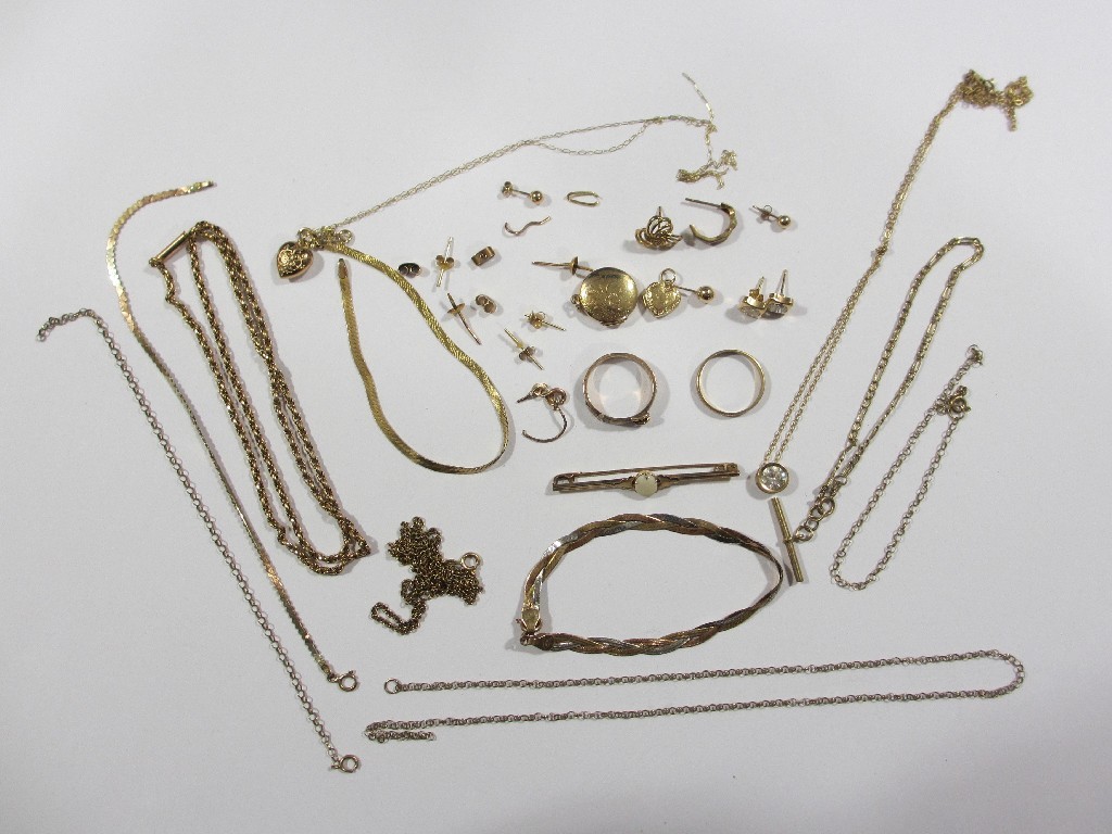 Appraisal: Lot of ct gold items to include neckchains rings etc