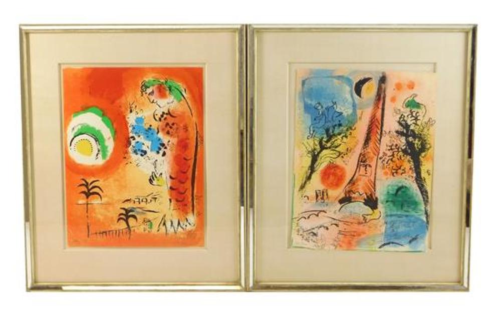 Appraisal: Marc Chagall Russian - two color lithographs on paper c