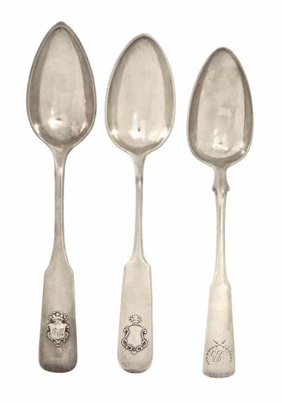 Appraisal: Three Russian Silver Spoons comprising one by A Tuchtman bearing