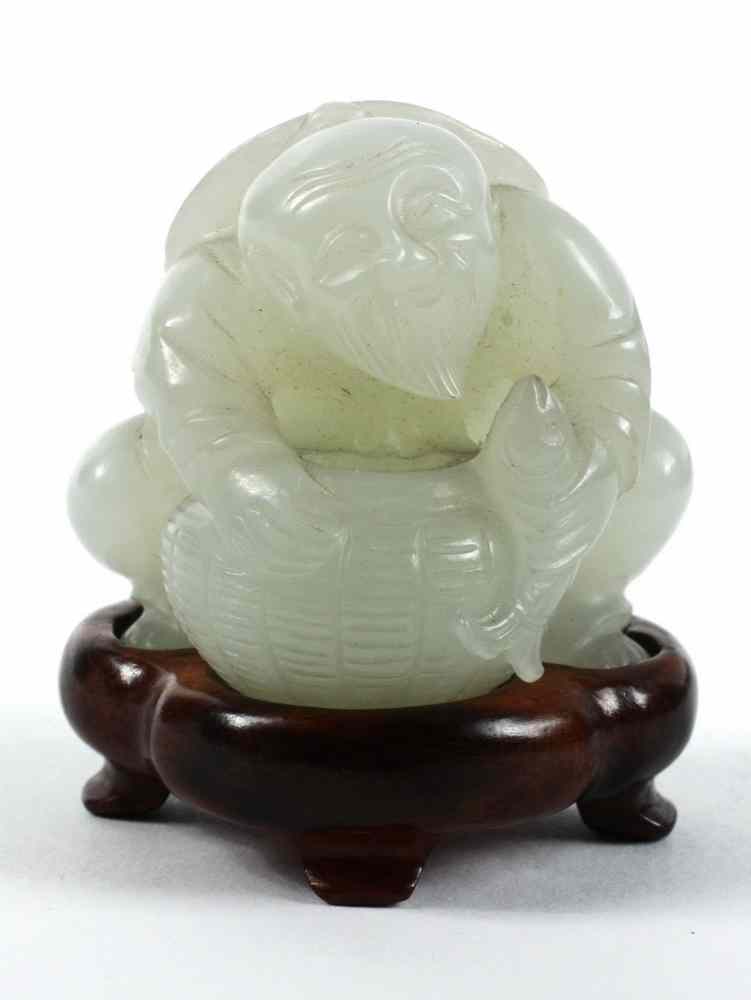 Appraisal: CARVED JADE FISHERMAN - Ch'ien Lung period - A D