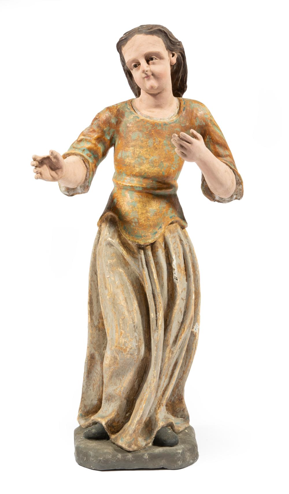 Appraisal: Painted Papier Mache Santo Figure modeled as a standing female