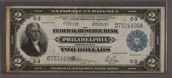 Appraisal: United States Federal Reserve Bank Note Series of Philadelphia signed