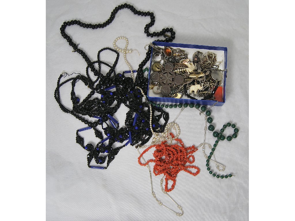 Appraisal: A quantity of costume jewellery including coral jet etc