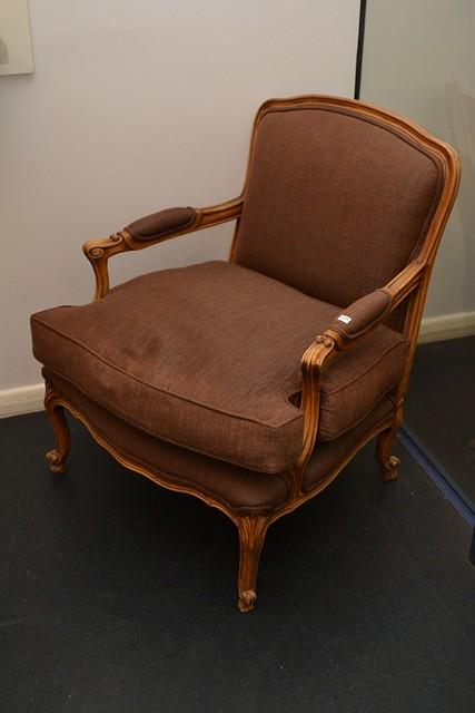 Appraisal: TWO BERGERES IN BROWN UPHOLSTERY