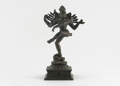 Appraisal: An Indian bronze dancing figure of Shiva Nataraj raised on