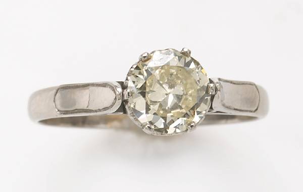 Appraisal: A diamond and k white gold solitaire ring transitional round