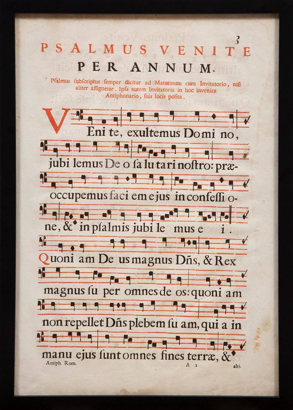 Appraisal: ANTIPHONARY GREGORIAN CHANTS PRINT SHEETLarge Continental Antiphonary Gregorian Chants Print