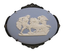 Appraisal: Wedgwood Light Blue Jasper Wooden Framed Medallion ca th Century