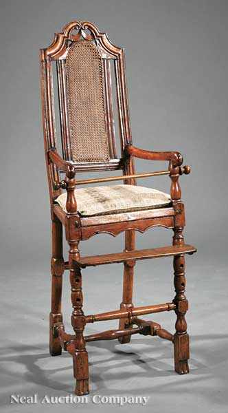 Appraisal: A William and Mary Mixed Woods Highchair th c and