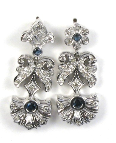 Appraisal: PAIR OF SAPPHIRE AND DIAMOND EARRINGS each k white gold