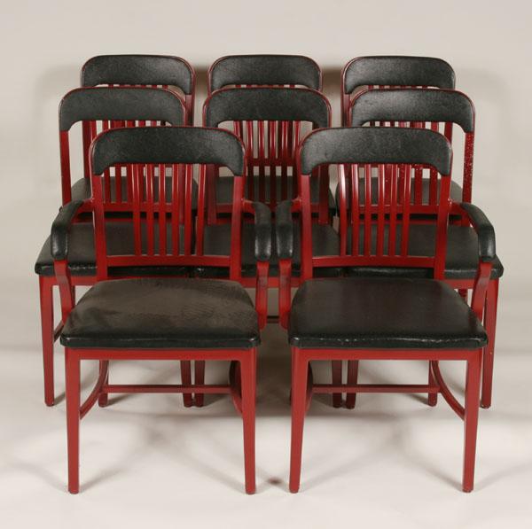 Appraisal: Art Deco Modern Aluminum office dining chairs red enamel black