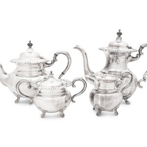 Appraisal: A Japanese Silver Four-Piece Tea Service th Century comprising a