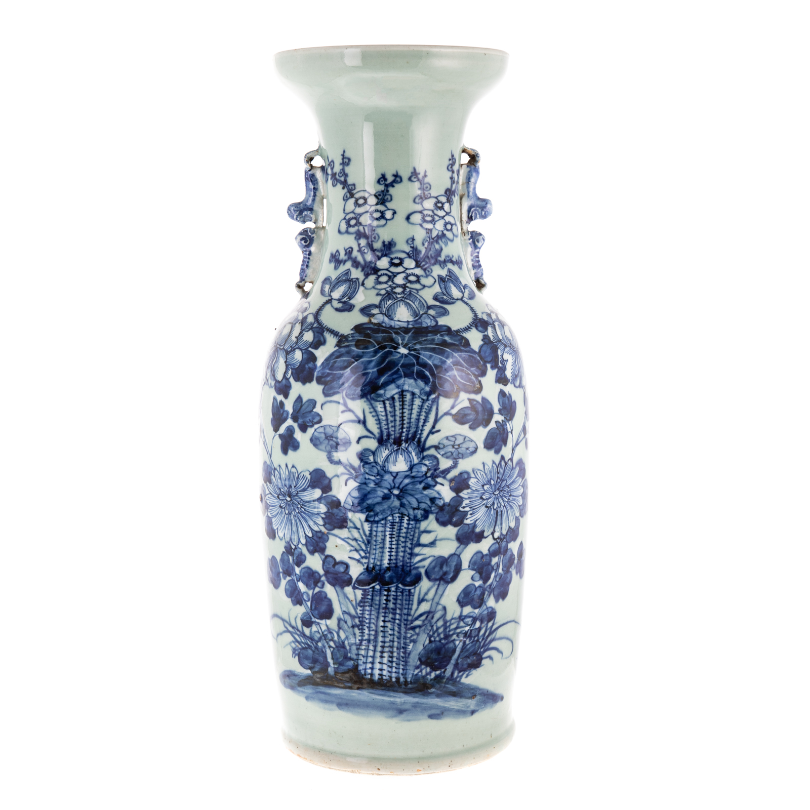 Appraisal: LARGE CHINESE EXPORT BLUE WHITE CELADON VASE Second half- th