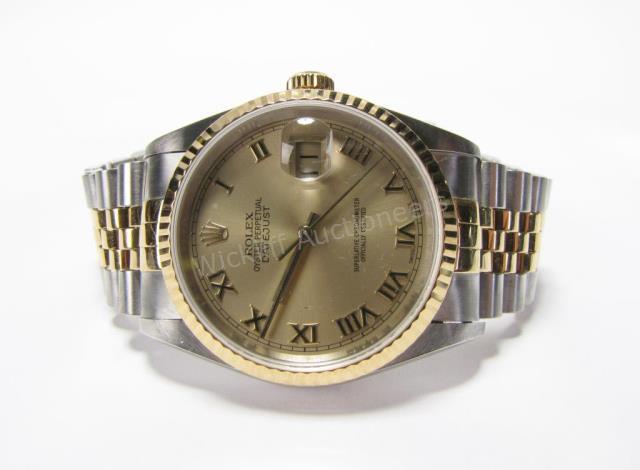 Appraisal: A gentleman's Datejust Rolex wristwatch K yellow gold and stainless