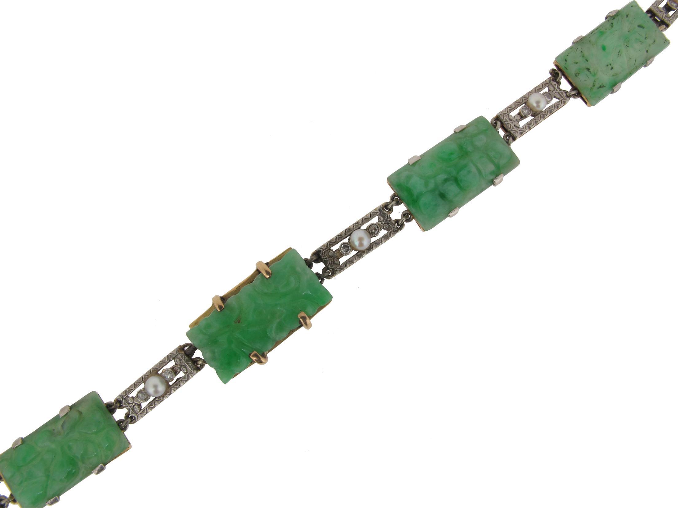 Appraisal: A jade panel bracelet