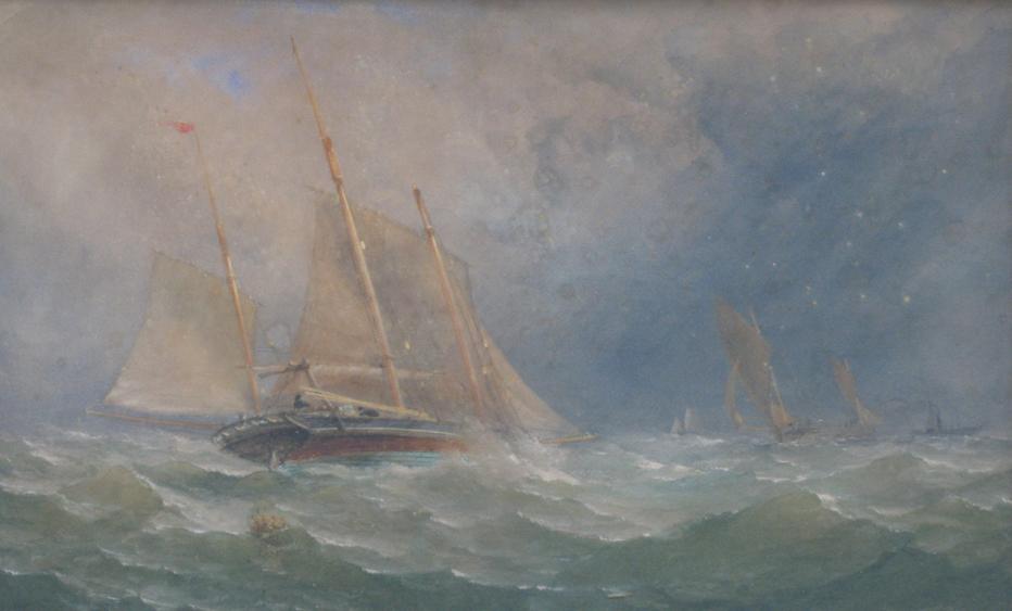 Appraisal: MANNER OF H B CARTER Fishing boats in rough seas