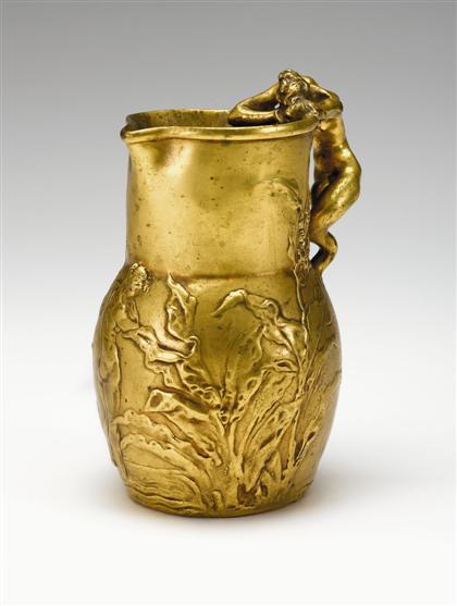 Appraisal: Jules Desbois French - WATER JUG Bronze gold patina the