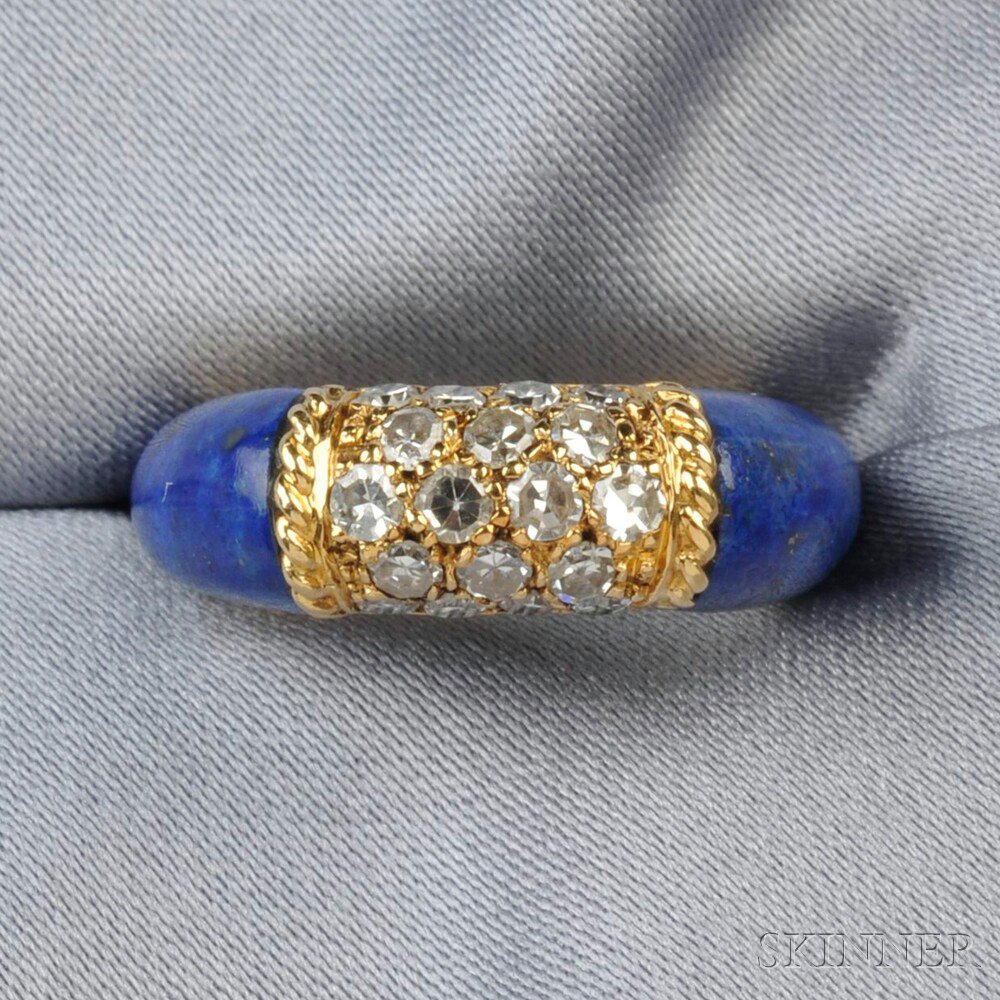 Appraisal: kt Gold Lapis and Diamond Ring Van Cleef Arpels pave-set