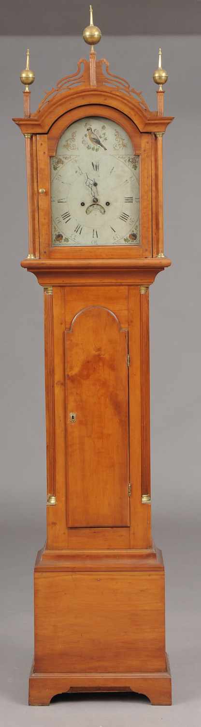 Appraisal: NEW ENGLAND FEDERAL CHERRY LONGCASE CLOCK The in painted brass