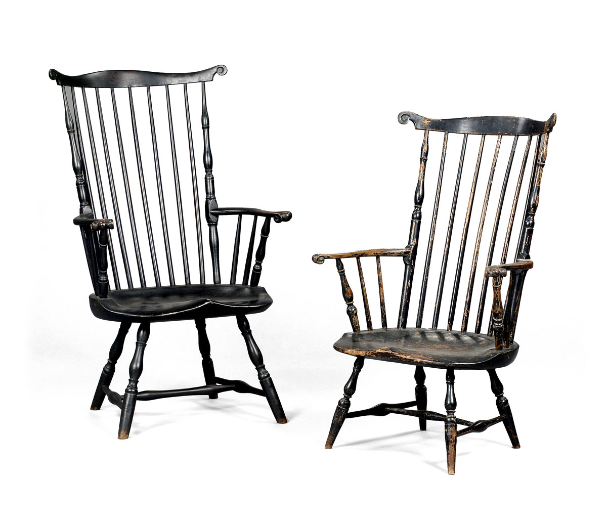 Appraisal: NANTUCKET FANBACK WINDSOR ARMCHAIR IN BLACK PAINT The arched crest