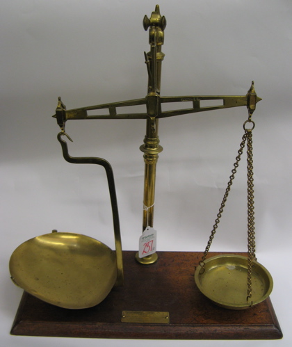 Appraisal: TWO EARLY WEIGHING SCALES One is an English balance scales