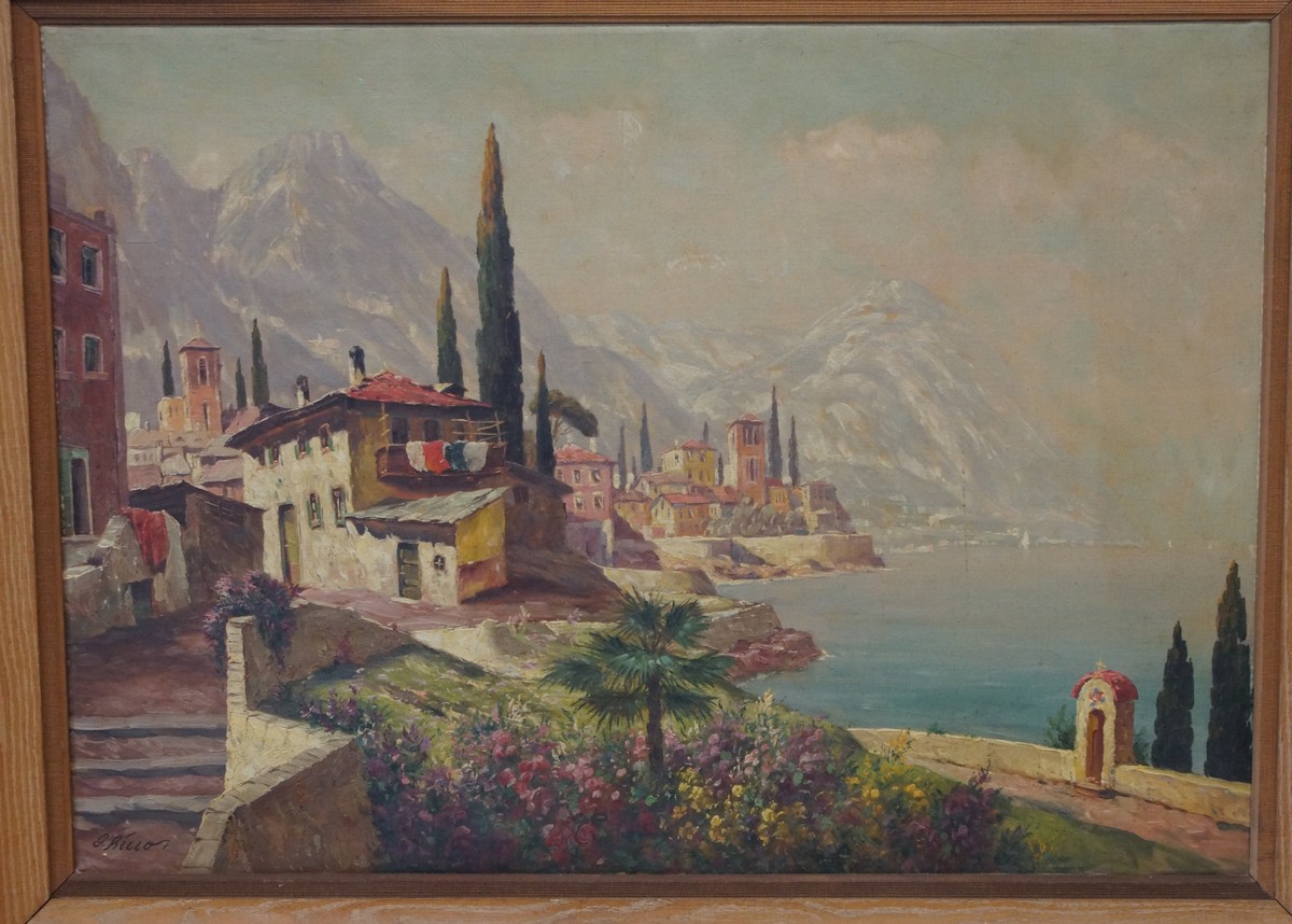 Appraisal: G Ricco Italian th c o c Mediterranean Seascape x