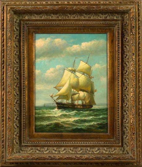 Appraisal: American School st Century Schooner at Sea oil on canvas