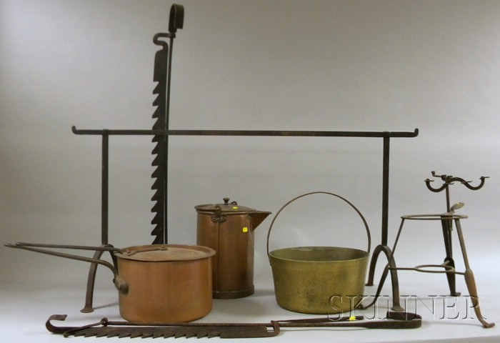 Appraisal: Group of Wrought Iron and Copper Cooking and Hearth Items