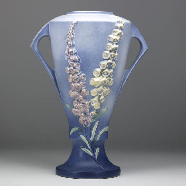 Appraisal: ROSEVILLE Blue Foxglove floor vase - Raised mark