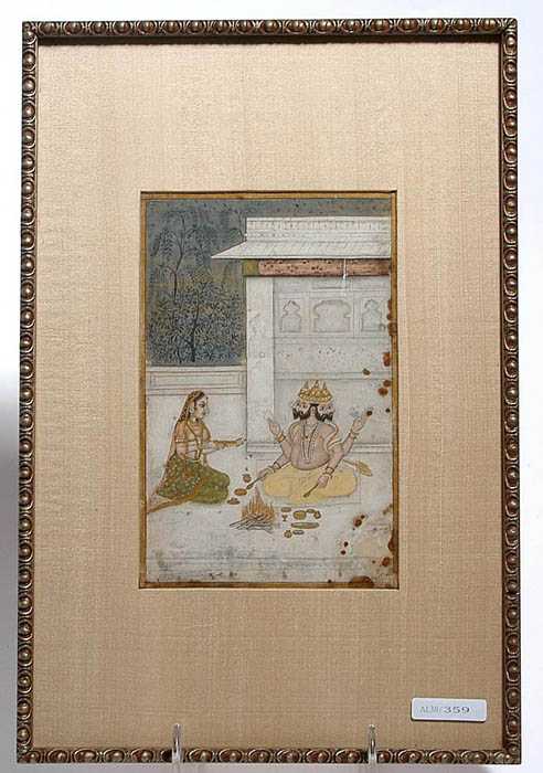 Appraisal: MINIATURE DEPICTING BRAHMA AND KHAMBHAVATI India Bikaner th century x