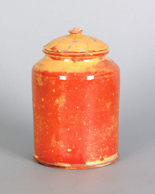 Appraisal: New England redware covered crock th c h Provenance Pennsylvania