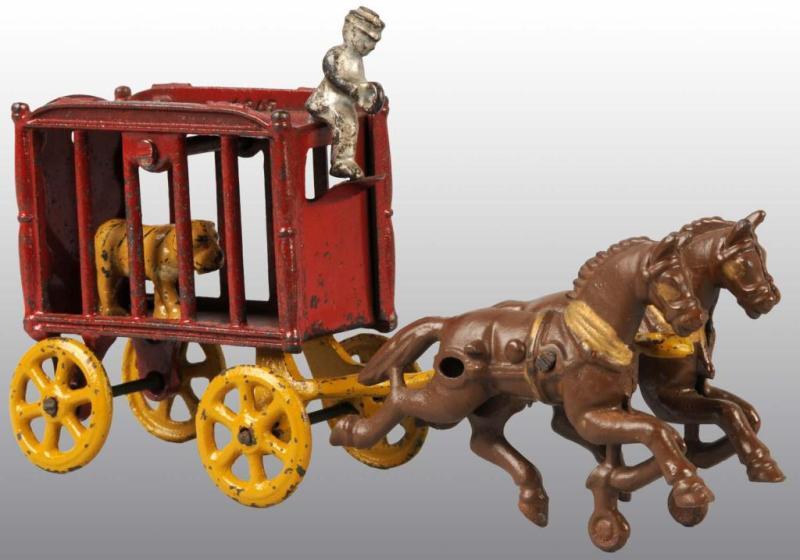 Appraisal: Cast Iron -Horse Circus Cage Wagon Toy Description Includes tiger