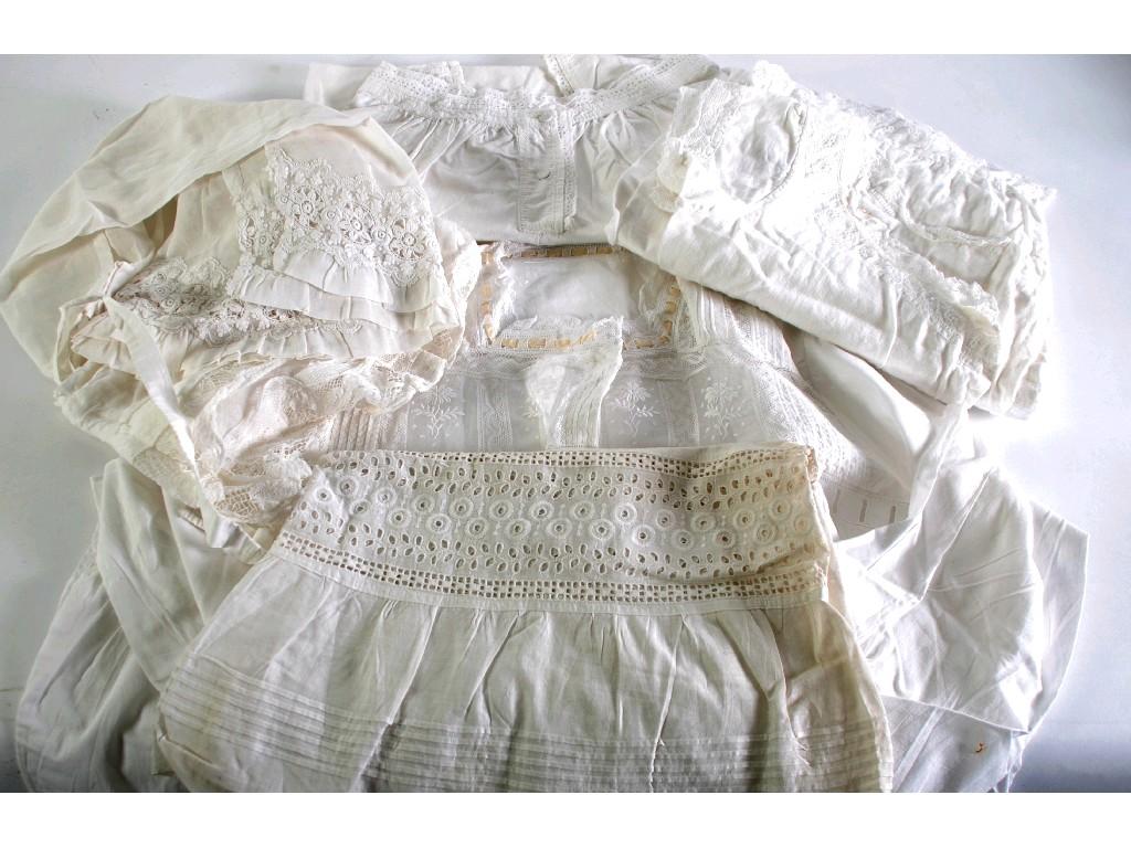 Appraisal: QUANTITY OF VICTORIAN OR EDWARDIAN LADY'S WHITE COTTON NIGHT WEAR