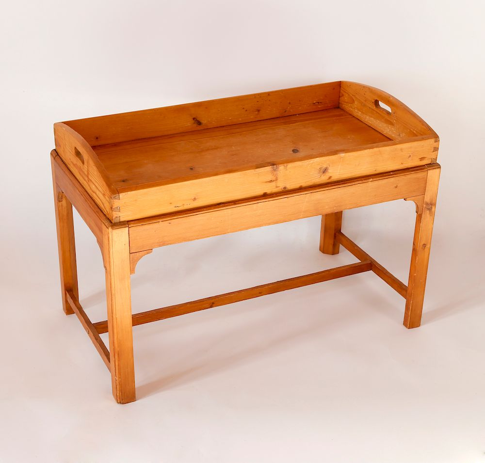 Appraisal: Pitch Pine Tray Top Coffee Table Exclusive on Bidsquare Pitch