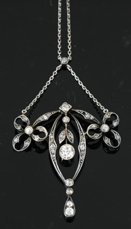 Appraisal: An Edwardian diamond pendant brooch Circa The fine pierced pendant