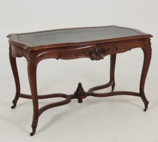 Appraisal: LOUIS XV PROVINCIAL WALNUT BUREAU LOUIS XV PROVINCIAL SERPENTINE CARVED