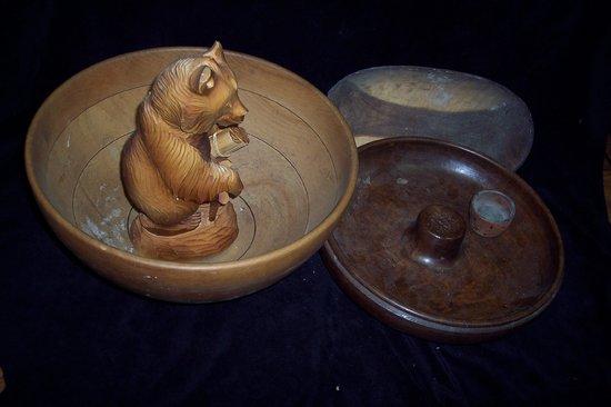 Appraisal: A turned beech wood bowl with ebonised bands cm diameter