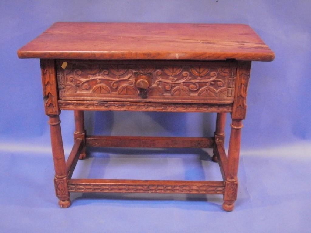 Appraisal: An thC and later oak and fruitwood side table with