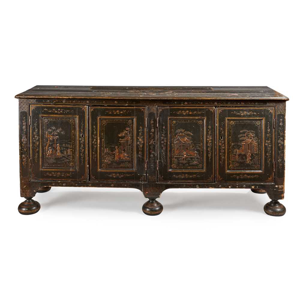 Appraisal: A QUEEN ANNE BLACK JAPANNED SIDE CABINET EARLY TH CENTURY