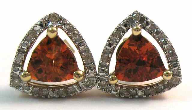 Appraisal: PAIR OF CITRINE AND DIAMOND EARRINGS each k gold with