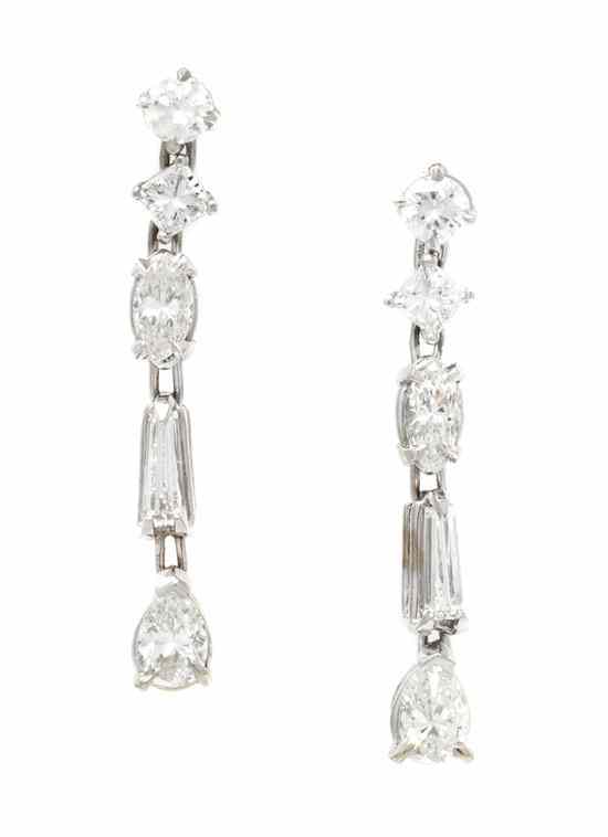 Appraisal: A Pair of Karat White Gold and Diamond Dangle Earrings