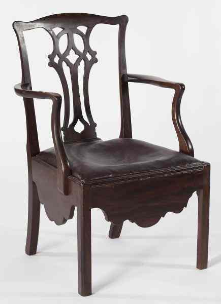 Appraisal: English Chippendale Arm Chaircirca s mahogany having a gently arched