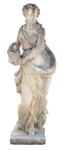 Appraisal: Cast stone garden statue Lady with Lamp thc depicting a