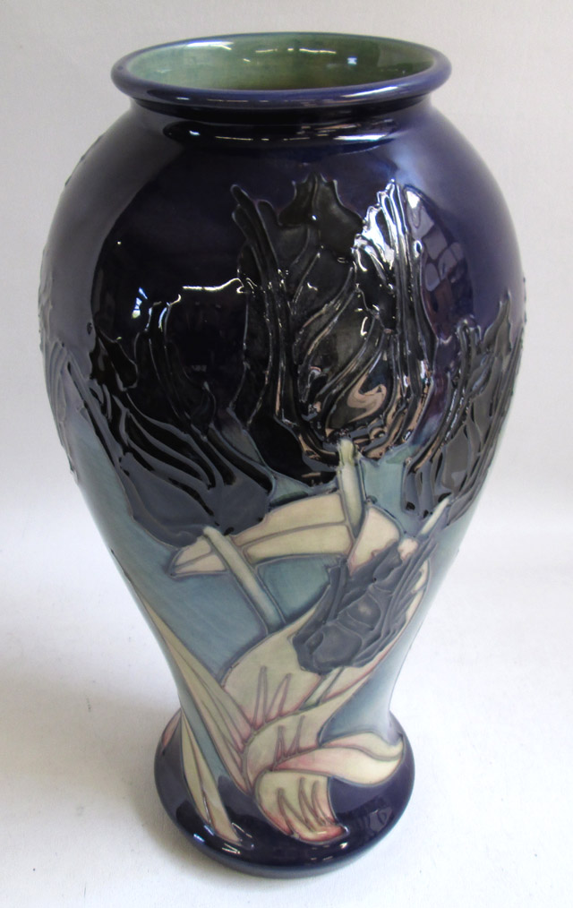 Appraisal: MOORCROFT POTTERY VASE hand painted under glaze in a black