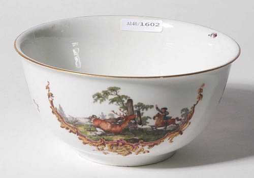 Appraisal: BOWL WITH HUNTING SCENES Meissen circa - Painted with hunting